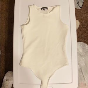 White high neck bodysuit